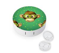 BVKWNTSA Étui pour lentilles de contact rond et portable - Motif singe - Élégant et compact, facile à transporter et protège les lentilles.