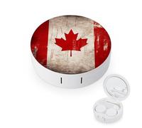 BVKWNTSA Étui pour lentilles de contact rond rétro imprimé drapeau du Canada élégant et compact, facile à transporter et protège les lentilles.