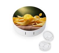 BVKWNTSA Étui rond portable pour lentilles de contact avec motif de pommes de terre, élégant et compact, facile à transporter et protège les lentilles.