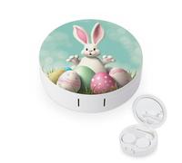 BVKWNTSA Étui rond portable pour lentilles de contact avec motif queue de lapin - Élégant et compact, facile à transporter et protège les lentilles.