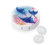 BVKWNTSA Étui rond portable pour lentilles de contact imprimé animaux marins est élégant et compact, facile à transporter et protège les lentilles.