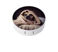 BVKWNTSA Étui rond portable pour lentilles de contact imprimé chien dans une couverture est élégant et compact, facile à transporter et protège les lentilles.