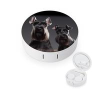 BVKWNTSA Étui rond portable pour lentilles de contact imprimé chien schnauzer élégant et compact, facile à transporter et protège les lentilles.