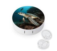 BVKWNTSA Étui rond portable pour lentilles de contact imprimé tortue de mer est élégant et compact, facile à transporter et protège les lentilles.