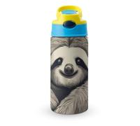 BVKWNTSA Gobelets pour enfants, bouteille d'eau isotherme sans BPA en acier inoxydable anti-fuite pour l'école, le sport et les voyages Motif paresseux mon esprit