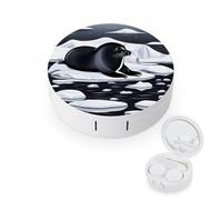 BVKWNTSA L'étui à lentilles de contact rond portable imprimé sur glace est élégant et compact, facile à transporter et protège les lentilles.