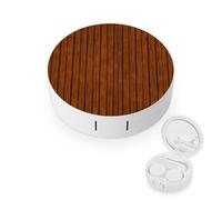 BVKWNTSA L'étui rond portable en bois marron imprimé pour lentilles de contact est élégant et compact, facile à transporter et protège les lentilles.