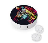 BVKWNTSA L'étui rond portable et coloré imprimé zèbre arc-en-ciel est élégant et compact, facile à transporter et protège les lentilles.