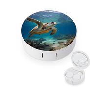 BVKWNTSA L'étui rond portable imprimé tortue de mer est élégant et compact, facile à transporter et protège les lentilles.