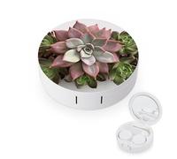 BVKWNTSA L'étui rond portable pour lentilles de contact avec imprimé botanique est élégant et compact, facile à transporter et protège les lentilles.