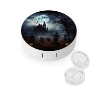 BVKWNTSA L'étui rond portable pour lentilles de contact gothique Happy Halloween est élégant et compact, facile à transporter et protège les lentilles.