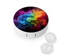 BVKWNTSA L'étui rond portable pour lentilles de contact imprimé arc-en-ciel est élégant et compact, facile à transporter et protège les lentilles.