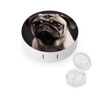 BVKWNTSA L'étui rond portable pour lentilles de contact imprimé carlin est élégant et compact, facile à transporter et protège les lentilles.