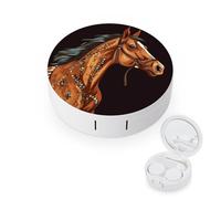 BVKWNTSA L'étui rond portable pour lentilles de contact imprimé cheval marron est élégant et compact, facile à transporter et protège les lentilles.
