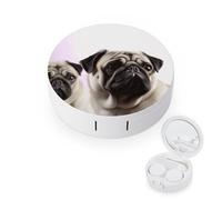 BVKWNTSA L'étui rond portable pour lentilles de contact imprimé chien carlin est élégant et compact, facile à transporter et protège les lentilles.