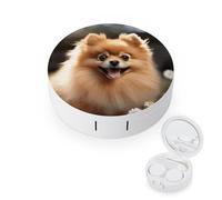 BVKWNTSA L'étui rond portable pour lentilles de contact imprimé chien de Poméranie est élégant et compact, facile à transporter et protège les lentilles.