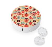 BVKWNTSA L'étui rond portable pour lentilles de contact imprimé coccinelles est élégant et compact, facile à transporter et protège les lentilles.