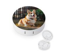 BVKWNTSA L'étui rond portable pour lentilles de contact imprimé Corgi est élégant et compact, facile à transporter et protège les lentilles.