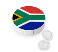 BVKWNTSA L'étui rond portable pour lentilles de contact imprimé drapeau de l'Afrique du Sud est élégant et compact, facile à transporter et protège les lentilles.