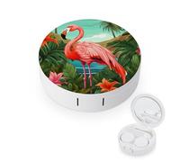 BVKWNTSA L'étui rond portable pour lentilles de contact imprimé flamant rose est élégant et compact, facile à transporter et protège les lentilles.