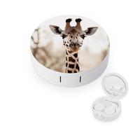 BVKWNTSA L'étui rond portable pour lentilles de contact imprimé girafe est élégant et compact, facile à transporter et protège les lentilles.