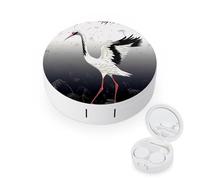 BVKWNTSA L'étui rond portable pour lentilles de contact imprimé grue japonaise est élégant et compact, facile à transporter et protège les lentilles.