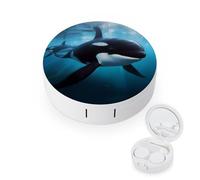 BVKWNTSA L'étui rond portable pour lentilles de contact imprimé Killer Whale est élégant et compact, facile à transporter et protège les lentilles.
