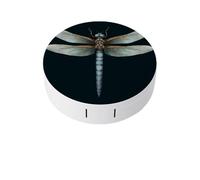 BVKWNTSA L'étui rond portable pour lentilles de contact imprimé libellule est élégant et compact, facile à transporter et protège les lentilles.