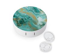 BVKWNTSA L'étui rond portable pour lentilles de contact imprimé marbre bleu sarcelle et or est élégant et compact, facile à transporter et protège les lentilles.