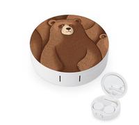 BVKWNTSA L'étui rond portable pour lentilles de contact imprimé ours marron est élégant et compact, facile à transporter et protège les lentilles.