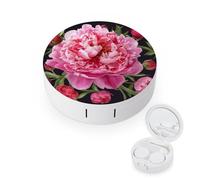 BVKWNTSA L'étui rond portable pour lentilles de contact imprimé pivoine est élégant et compact, facile à transporter et protège les lentilles.