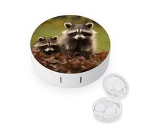 BVKWNTSA L'étui rond portable pour lentilles de contact imprimé raton laveur est élégant et compact, facile à transporter et protège les lentilles.