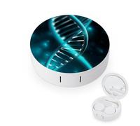 BVKWNTSA L'étui rond portable pour lentilles de contact imprimé Science Gene Strand est élégant et compact, facile à transporter et protège les lentilles.