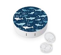 BVKWNTSA L'étui rond portable pour lentilles de contact imprimé Sharksm est élégant et compact, facile à transporter et protège les lentilles.