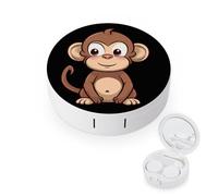 BVKWNTSA L'étui rond portable pour lentilles de contact imprimé singe marron est élégant et compact, facile à transporter et protège les lentilles.