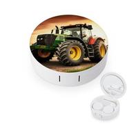 BVKWNTSA L'étui rond portable pour lentilles de contact imprimé sur le thème du tracteur est élégant et compact, facile à transporter et protège les lentilles.