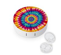 BVKWNTSA L'étui rond portable pour lentilles de contact imprimé tie dye est élégant et compact, facile à transporter et protège les lentilles.