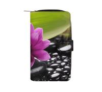 BVKWNTSA Mode Grande Capacité Fleur Violet Avec Pierre Noire Imprimé Portefeuille En Cuir Multifonctionnel Pour Homme Femme Multi-Card Slot Business Casual Wallet, Fleur violette avec pierre noire