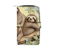 BVKWNTSA Mode Grande Capacité Paresseux Famille Portefeuille en Cuir Imprimé Multifonctionnel pour Hommes et Femmes Multi-Card Slot Business Casual Wallet, Famille paresseux, 19.7x11x3.5cm