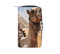 BVKWNTSA Mode Grande Capacité Pyramide Camel Imprimé Portefeuille Multifonctionnel en Cuir pour Homme Femme Multi-Card Slot Business Casual Wallet, Pyramid Camel, 19.7x11x3.5cm