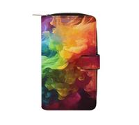 BVKWNTSA Mode Grande Capacité Rainbow Smoke Imprimé Portefeuille Multifonction en Cuir pour Homme Femme Multi-Card Slot Business Casual Wallet, Fumée arc-en-ciel, 19.7x11x3.5cm