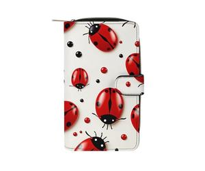 BVKWNTSA Mode Grande Capacité Rouge Coccinelle Imprimée Portefeuille en Cuir Multifonctionnel pour Homme Femme Multi-Card Slot Business Casual Wallet, Coccinelle - Rouge, 19.7x11x3.5cm