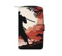 BVKWNTSA Mode Grande Capacité Samurai Imprimé Portefeuille en Cuir Multifonctionnel pour Homme Femme Multi-Card Slot Business Casual Wallet, Samourai, 19.7x11x3.5cm