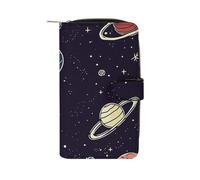 BVKWNTSA Mode Grande Capacité Space Planet Motif Imprimé Portefeuille en Cuir Multifonctionnel pour Homme Femme Multi-Card Slot Business Casual Wallet, Motif planète spatiale, 19.7x11x3.5cm