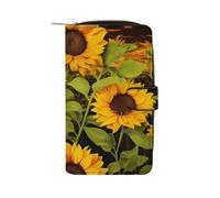 BVKWNTSA Mode Grande Capacité Tournesol Imprimé Portefeuille en Cuir Multifonctionnel pour Homme Femme Multi-Card Slot Business Casual Wallet, Tournesol., 19.7x11x3.5cm