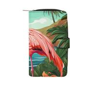 BVKWNTSA Mode Grande Capacité Tropical Flamingo Imprimé Portefeuille en Cuir Multifonctionnel pour Homme Femme Multi-Card Slot Business Casual Wallet, Flamant rose tropical., 19.7x11x3.5cm