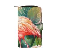 BVKWNTSA Mode Grande Capacité Tropical Flamingo1 Portefeuille en Cuir Imprimé Multifonctionnel pour Homme Femme Multi-Card Slot Business Casual Wallet, Flamant rose tropical 1, 19.7x11x3.5cm