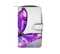 BVKWNTSA Mode Grande Capacité Violet Butterfly1 Portefeuille en Cuir Imprimé Multifonctionnel pour Homme Femme Multi-Card Slot Business Casual Wallet, Papillon violet 1, 19.7x11x3.5cm