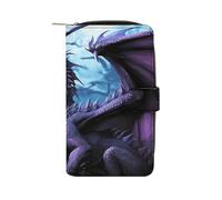 BVKWNTSA Mode Grande Capacité Violet Dragon Violet Lune Imprimé Portefeuille en Cuir Multifonctionnel pour Homme Femme Multi-Card Slot Business Casual Wallet, Purple Dragon Purple Moon, 19.7x11x3.5cm
