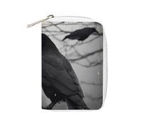 BVKWNTSA Porte-cartes imprimé corbeau en cuir tendance, porte-cartes de grande capacité, petit et pratique, facile à mettre dans les poches, sacs à main, sacs à dos, etc. Répond à vos besoins de